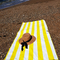 Çevre Dostu Kumsuz Mikrofiber Sarı Çizgili Logolu Plaj Havlusu